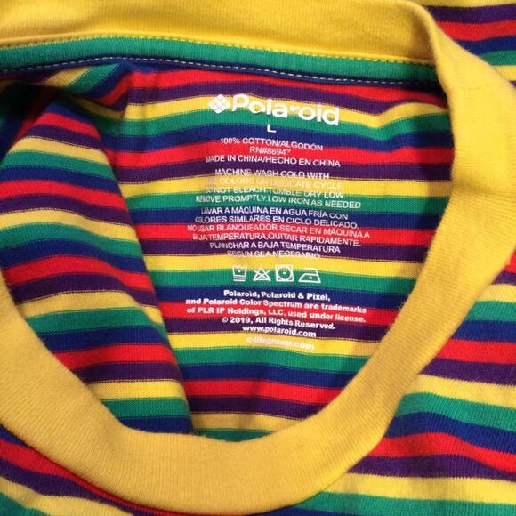 Polaroid Rainbow striped T-shirt adult Large - Picture 3 of 5
